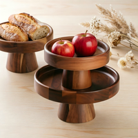 Akazienholz-Kuchenständer für Zuhause, Wohnzimmer, Gebäcktablett, Desserttisch-Präsentationsständer, Massivholz-Erhöhte Obstplatte