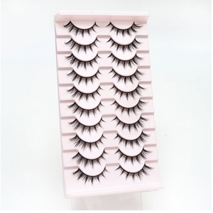 Ensemble de 10 cils synthétiques à bande complète Little Devil Bande aiguisée 15mm 12mm Doublure transparente douce pour faux yeux pour la pêche au volume - Product Image 5