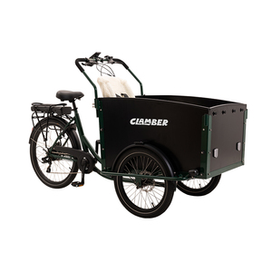 Vélo cargo électrique à 3 roues Clamber, entrepôt UE, avec moteur central 250W, design hollandais Bakfiets, pour le <span class=keywords><strong>transport</strong></span> familial - Product Image 1