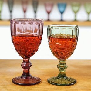 Copas de Vino de Cristal de Color Azul Champán, Ámbar y Rosa, Estilo Vintage para Bodas, Precio Económico al por Mayor - Product Image 3