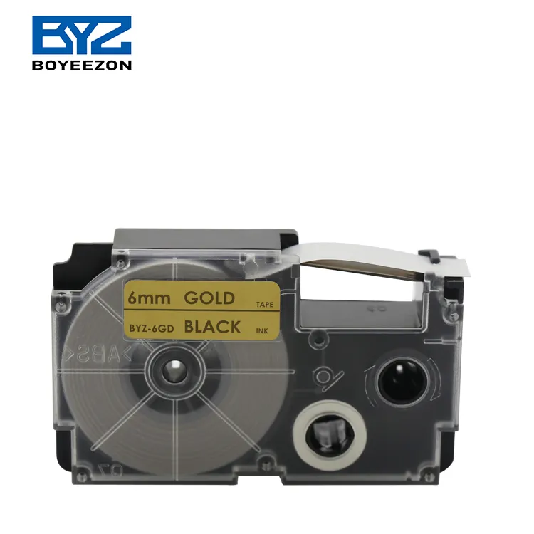 Boyeezon etiqueta 6mm preto em ouro, para c-asio, etiqueta, cartucho, XR-6GD para impressora p-touch