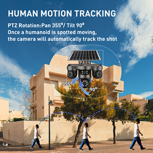 24/7 Aov Ghi Âm 4G LTE <span class=keywords><strong>Home</strong></span> An Ninh Máy Ảnh Năng Lượng Mặt Trời Ptz Không Thấm Nước Pin Powered 4 Ống Kính PIR Con Người Chuyển Động Phát hiện Theo Dõi - Product Image 4
