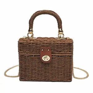 Bolsa de Inverno Grande Sacos De Palha Saco De Livro Tecido New Rattan Rope Areia Onda Plana Corpo Mulheres Handmade Bamboo Arc Boho