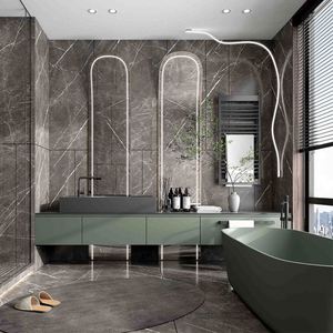 Meuble de salle de bain sur mesure avec miroir, vasque et armoire en bois - Product Image 6