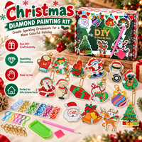 Kit DIY de porte-clés de Noël à peinture diamantée en acrylique, 15 motifs, avec stylo, cire et plateau, pour cadeau, décoration intérieure, vente en gros