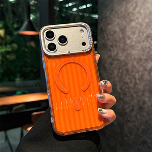 Nueva Funda Magnética para Teléfono con Diseño de Diamantes Láser y Corrugado para iPhone 17 16 15 14 Pro Max, con Rayas Degradadas y Cubierta Trasera IMD - Product Image 3