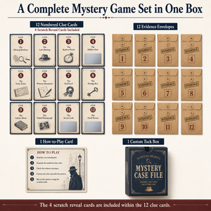 Juego de Cartas de <span class=keywords><strong>Clue</strong></span> Personalizadas para Detectives con 12 Sobres y Caja Plegable para Fiestas Misteriosas y Salas de Escape - Product Image 6