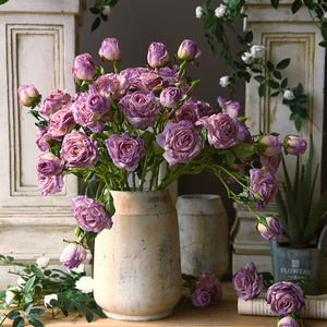 Arreglo Floral Artificial con Borde Quemado, Estilo Pintura al Óleo Francesa, Decoración Vintage para Sala de Estar, Comedor, Hogar - Product Image 2