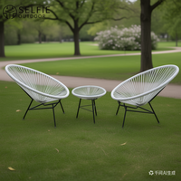 Ensemble de bistrot de cuisine moderne en rotin léger et portable, résistant aux intempéries, avec chaises de patio confortables et empilables, mobilier de balcon