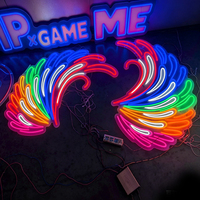 En gros, enseigne néon LED personnalisée en forme d'aile, logo LED 3D en acrylique, enseigne néon sur mesure pour mur, bar, boutique