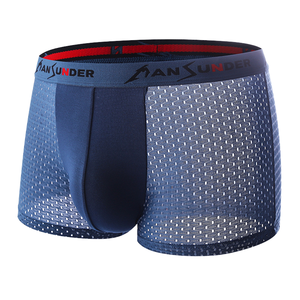 Boxer da <span class=keywords><strong>Uomo</strong></span> Estivi in Fibra di Bambù Traspirante, Stampa a Trasferimento Termico con Motivo a Lettere, Vita Media, <span class=keywords><strong>Senza</strong></span> <span class=keywords><strong>Cuciture</strong></span> - Product Image 1