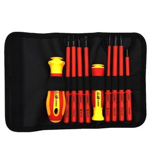 Jeu de tournevis isolés en plastique magnétiques professionnels CRV pour électriciens industriels OEM, 10 en 1, multifonctionnels pour la maison - Product Image 5