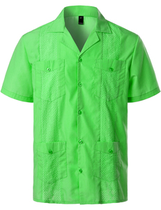 Camisas Guayaberas Cubanas al por Mayor para <span class=keywords><strong>Hombre</strong></span>, Manga Corta, Popelina, Transpirables, para Ropa Masculina - Product Image 2