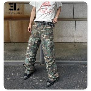 LARSUR Custom Factory Cotton Nylon Sun Faded Ripstop Camo Cargo Pants Straight Leg <strong>Jogging</strong> Tactical Skate <strong>Camouflage</strong> Pant Men - Product Image 1