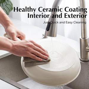 Batterie de cuisine antiadhésive en céramique chaude <span class=keywords><strong>TikTok</strong></span> avec poignée amovible, casseroles et poêles non toxiques et écologiques - Product Image 4