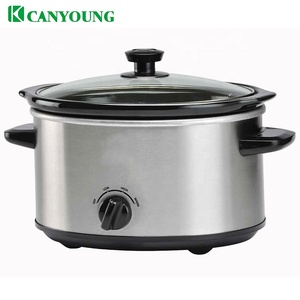 <span class=keywords><strong>Mijoteuse</strong></span> ovale en céramique de <span class=keywords><strong>4</strong></span> litres avec couvercle et Crock en grès lavable au lave-vaisselle, avec boîtier en acier inoxydable - Product Image 1