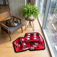 Tapis en forme de dés rouges 3D en gros, lavable, imprimé sur mesure, antidérapant, épais, pour chambre, salon, décoration intérieure