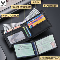 Dompet Kulit Asli Merek VINCESS untuk Pria dengan Desain Stylish, Cocok untuk Kartu Kredit, Dompet Lipat dengan Pemblokir RFID