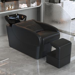 Sillón Moderno para Lavado de Cabello, Sofá de Cuero PU para Salón de Belleza, Color Beige Naranja, Muebles para Estudio de Belleza - Product Image 5