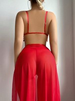 Ensemble de lingerie sexy en maille transparente à taille haute et fente longue 2026, ensemble de lingerie exotique, nuisette sexy
