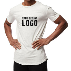 T-shirts pour hommes en coton, coupe slim décontractée, couleur unie, surdimensionnés, impression personnalisée, sport de gym, tailles grandes, vente chaude - Product Image 2