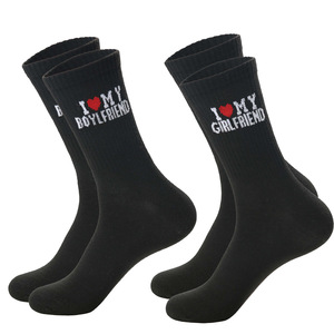 Calcetines para Parejas, Diseño 'I Love My Boyfriend <span class=keywords><strong>Girlfriend</strong></span>', Unisex, Divertidos, con Letras de Corazón, Regalo para Parejas, Moda, Uso Diario, Calcetines Personalizados - Product Image 4