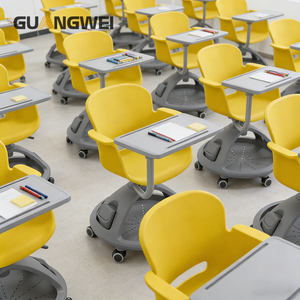 เฟอร์นิเจอร์สำหรับ<span class=keywords><strong>นักเรียน</strong></span>ในห้องเรียนของวิทยาลัยมหาวิทยาลัยสมัยใหม่ เก้าอี้นักเรียนแบบมีล้อ ทำจากพลาสติก พร้อมโต๊ะเขียนหนังสือ เก้าอี้ฝึกอบรม - Product Image 1