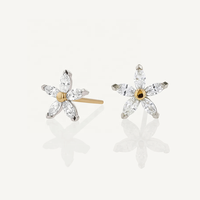 LOZRUNVE Elegante 925 Sterling Silber Funkelnde Marquise-Schliff Kristall Gänseblümchen Ohrstecker Großhandel