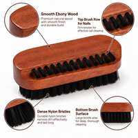 Brosse à ongles en nylon végétalien avec manche en bois noir africain, double face, pour le nettoyage des ongles et des mains, idéale pour la douche