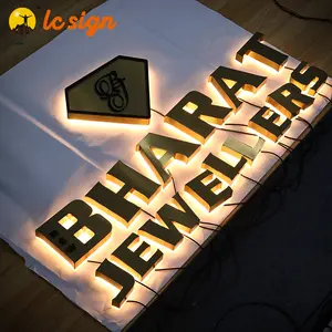 Lettere da parete in metallo rustico oro 3D acciaio metallo retroilluminato lettera segno in ottone Logo segno per Vitrine