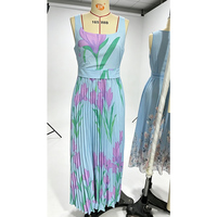 Robe longue d'été sans manches plissée à grand ourlet, col carré, imprimé floral, style européen, décontractée pour femme
