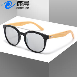 Nouvelles lunettes de soleil en bois de bambou de style européen pour hommes, monture ovale noire, protection UV400, verres PC, protection solaire pour la conduite - Product Image 3
