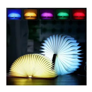 Luces de libro plegables Novedad portátil LED Lámpara de libro plegable 5 colores Lámparas de mesa de luz de noche plegables 6.5in 1000mAh
