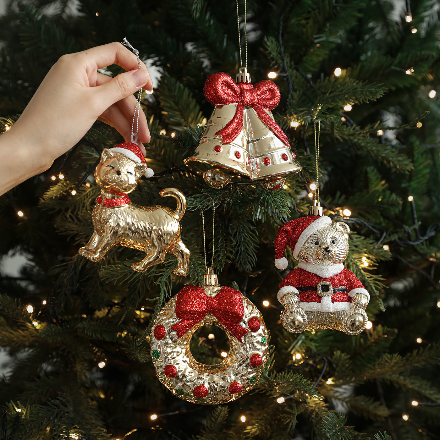 Fiudx Adornos Navideños, Plástico Irresistible, Juego de Decoración Fiudx Adornos Navideños, Plástico Irresistible, Juego de Decoración