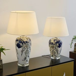 Phòng khách sử dụng pha lê cơ sở sang trọng bảng đèn thiết kế cơ thể Gốm Nhiều bàn đèn hai kích cỡ - Product Image 2