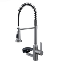 Robinet de cuisine extractible style printemps avec rince-verre, certifié CUPC, mitigeur rotatif eau chaude et froide pour la vaisselle