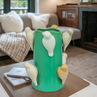 Vase de table en céramique Art Déco de luxe avec décor d'oiseaux - Vase de bureau créatif orné d'oiseaux pour la décoration intérieure et l'arrangement floral