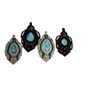 Boho Turquoise Pendant Necklace Set Alloy Bezel Setting Water <b>Drop</b> Shape Antique <b>Bronze</b> Plated Unisex Jewelry - Product Image 1