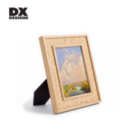 Bingkai Foto Kayu Nordik Ukuran Khusus 4x6 5x7 Inci DX Designs, Bingkai Gambar Kayu Tekstur Rotan Anyaman untuk Dekorasi Rumah di Meja