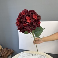 Bunga buatan grosir Hydrangeas bunga buatan dengan daun biru Hydrangeas bunga buatan untuk dekorasi pernikahan