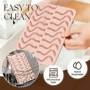MUYULINS Factory can customize small snake-shaped candy molds, LFGB platinum grade non-stick BPA Free <b>silicone</b> gummy molds - Product Image 3