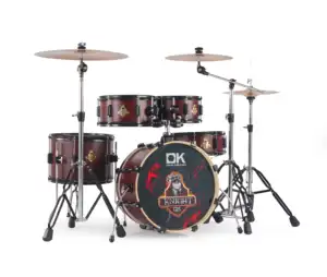 Conjunto de tambor acústico, instrumentos musicais profissionais de malha com kits de tambor de madeira em 5 peças de tamanho completo