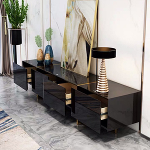 Sang Trọng Màu Trắng Màu Đen Hiện Đại Đồ Nội Thất Nhà Phòng Khách Đồ Nội Thất Bằng Thép Không Gỉ <span class=keywords><strong>Tv</strong></span> Bảng Đứng Đơn Vị Tủ Với Ngăn Kéo - Product Image 3