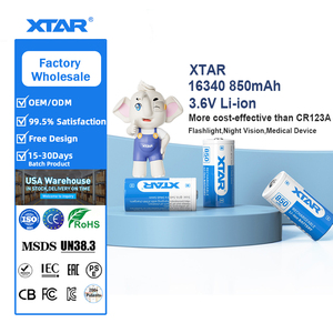 Xtar oem יצרן 16340 גלילי באיכות גבוהה 850mah <span class=keywords><strong>3.6v</strong></span> 3.7v letio סוללה נטענת ליתיום-יון עבור פנס פנס - Product Image 1