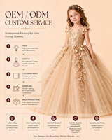 Robe de princesse personnalisée ODM pour filles - Col rond, superposée, ornée de perles, design élégant, saison printemps, longueur mi-mollet