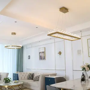Kreatives Licht Luxus Rechteck Runder Eisberg Kristall-Pendelleuchte Wohnzimmer Schlafzimmer Hotel Led-Kronleuchter