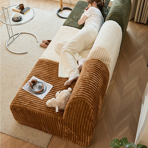 Sofá individual de tela de pana comprimida, diseño nórdico, sillón puf portátil, cómodo, de espuma, para dormitorio - Product Image 3