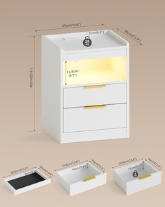 Mesitas de Noche Modernas de Mediados de Siglo con Ranuras, Mesitas de Noche con Cajones para Dormitorio o Sala de Estar, Venta al por Mayor - Product Image 5