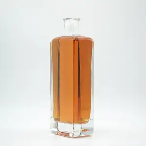 Usine Personnalisée en verre carré bouteille de liqueur esprit gin tequila vodka whisky 750ml 700ml bouteilles en verre 500ml