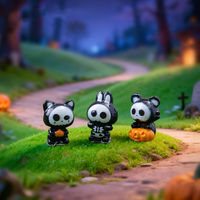Figurines de squelettes miniatures d'Halloween, petits animaux en résine, crânes pour fête d'Halloween, micro-paysage, décoration de gâteau